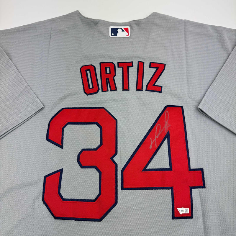 Autographed/Signed David Ortiz Boston Red Sox Grey Baseball Jersey Fanatics COA