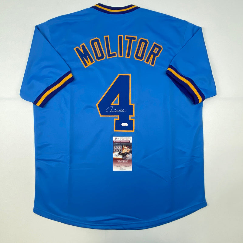 Autographed/Signed Paul Molitor Milwaukee Blue Baseball Jersey JSA COA