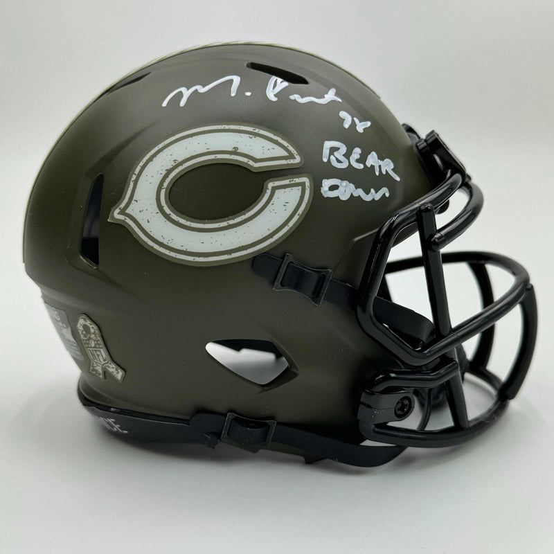 Autographed/Signed Montez Sweat Salute To Service Chicago Bears Mini Football Helmet Beckett BAS COA