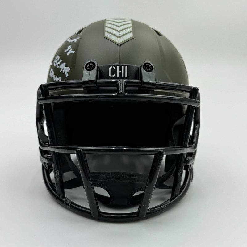 Autographed/Signed Montez Sweat Salute To Service Chicago Bears Mini Football Helmet Beckett BAS COA