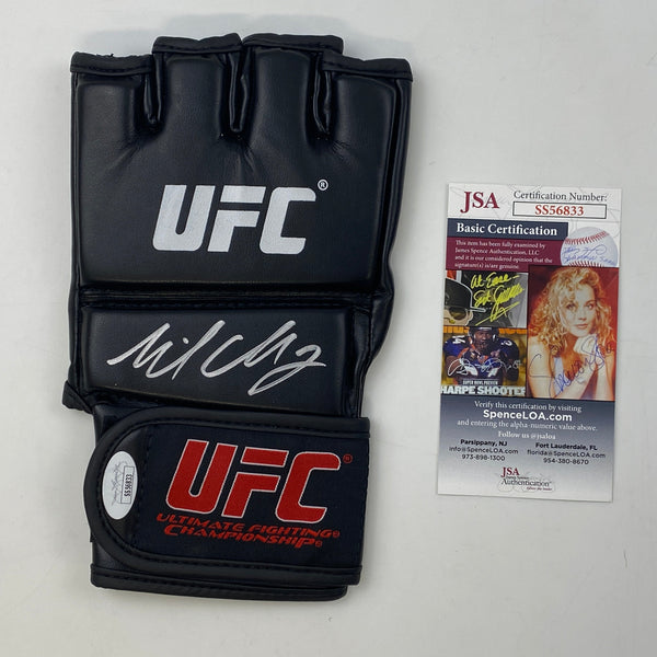 Autographed/Signed Michael Chandler Black UFC MMA Glove Ultimate Fighting JSA COA