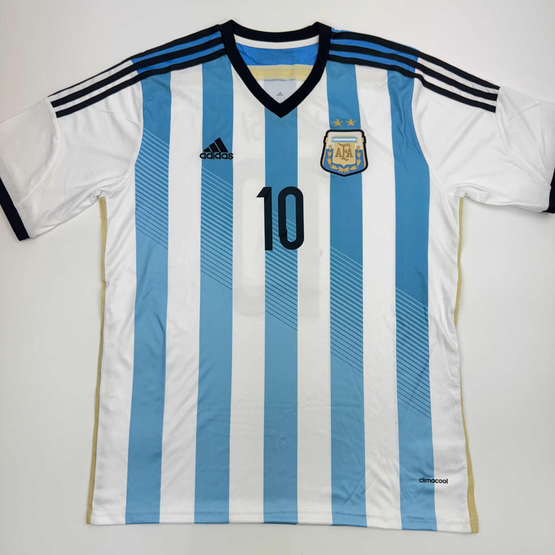 Autographed/Signed Lionel Leo Messi Argentina Blue/White Soccer Jersey Beckett BAS COA