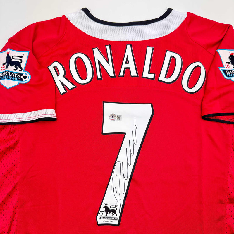 Autographed/Signed Cristiano Ronaldo Manchester United Red Soccer Jersey Beckett BAS COA