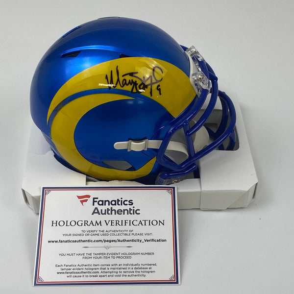 Autographed/Signed Matthew Stafford Los Angeles Rams Super Bowl LVI Champions Mini Football Helmet Fanatics COA