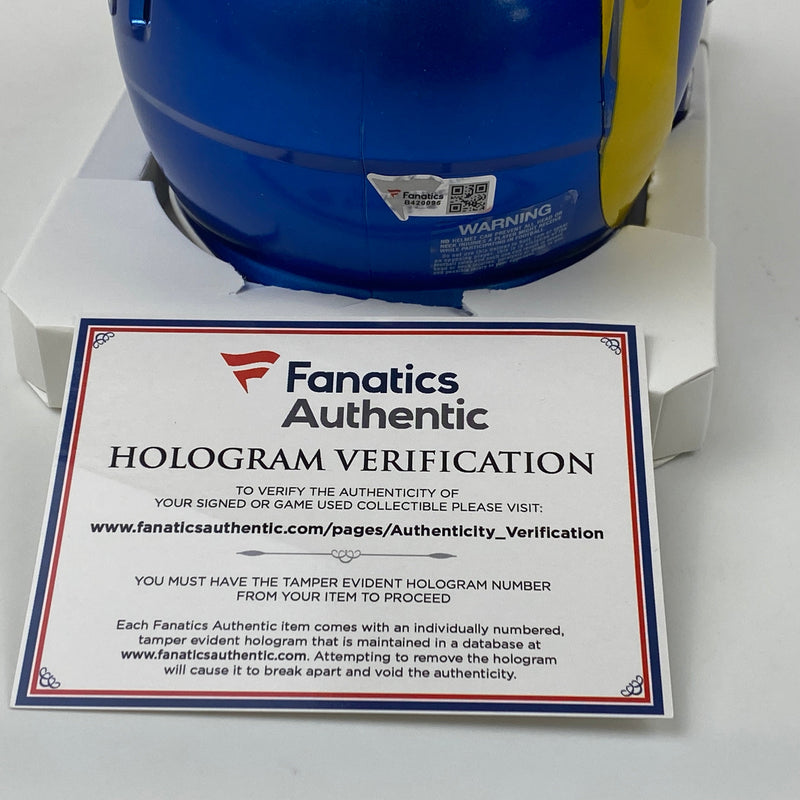 Autographed/Signed Matthew Stafford Los Angeles Rams Super Bowl LVI Champions Mini Football Helmet Fanatics COA