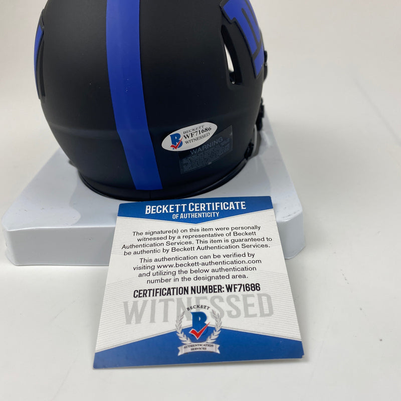 Autographed/Signed Saquon Barkley New York Giants Lunar Eclipse Mini Football Helmet Beckett BAS COA