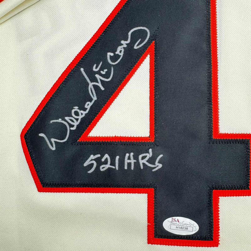 Autographed/Signed Willie McCovey "521 HR's" San Francisco Cream Baseball Jersey JSA COA