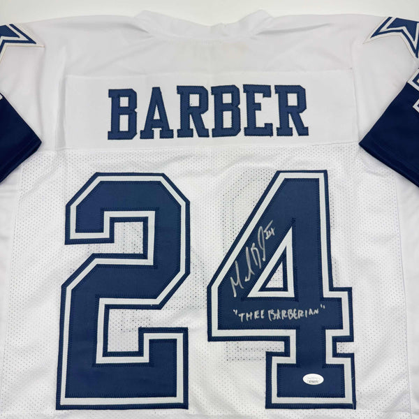 Autographed/Signed Marion Barber Dallas White Color Rush Football Jersey JSA COA