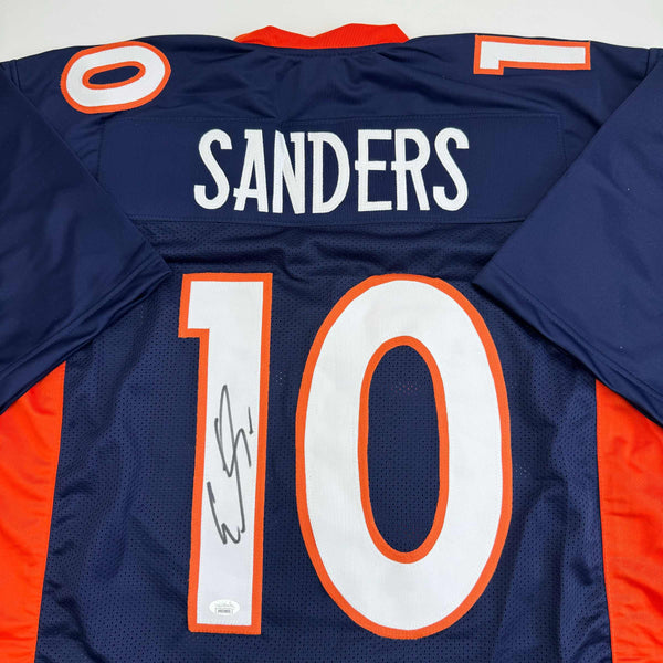 Autographed/Signed Emmanuel Sanders Denver Blue Football Jersey JSA COA