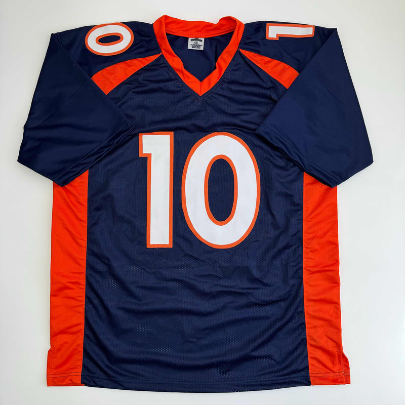 Autographed/Signed Emmanuel Sanders Denver Blue Football Jersey JSA COA