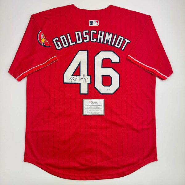 Autographed/Signed Paul Goldschmidt St. Louis Cardinals Authentic Red Baseball Jersey Fanatics COA