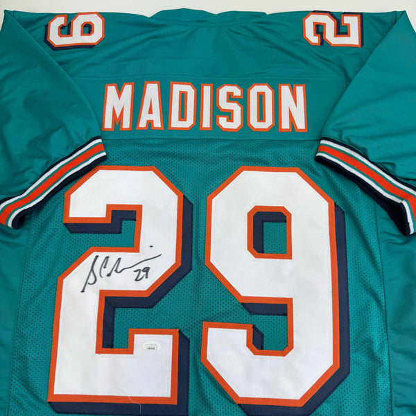 Autographed/Signed Sam Madison Miami Teal Football Jersey JSA COA