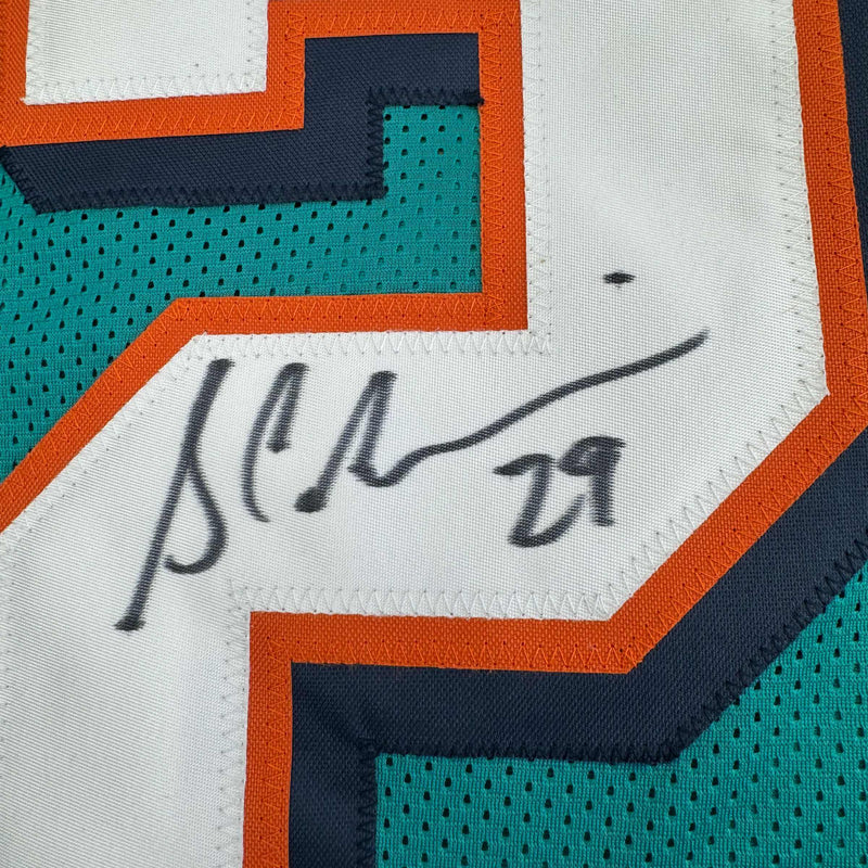 Autographed/Signed Sam Madison Miami Teal Football Jersey JSA COA