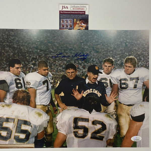 Autographed/Signed Lou Holtz Notre Dame Irish 11x14 College Football Photo JSA COA