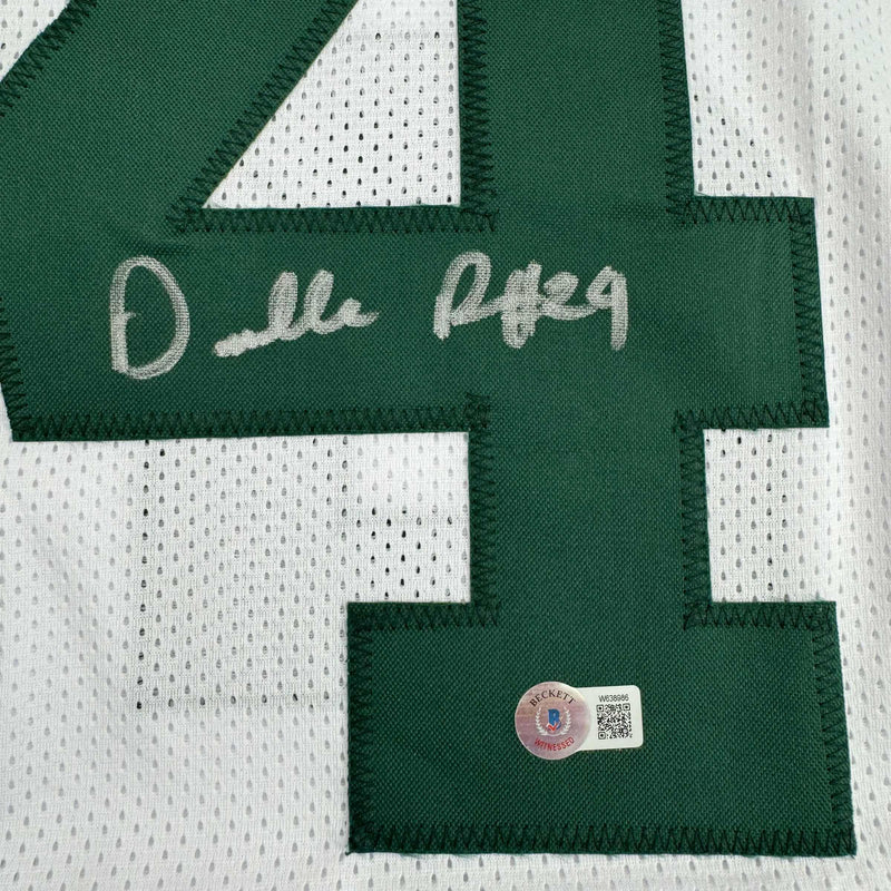 Autographed/Signed Darrelle Revis New York White Football Jersey Beckett BAS COA