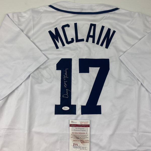 Autographed/Signed Denny McLain Detroit White Baseball Jersey JSA COA
