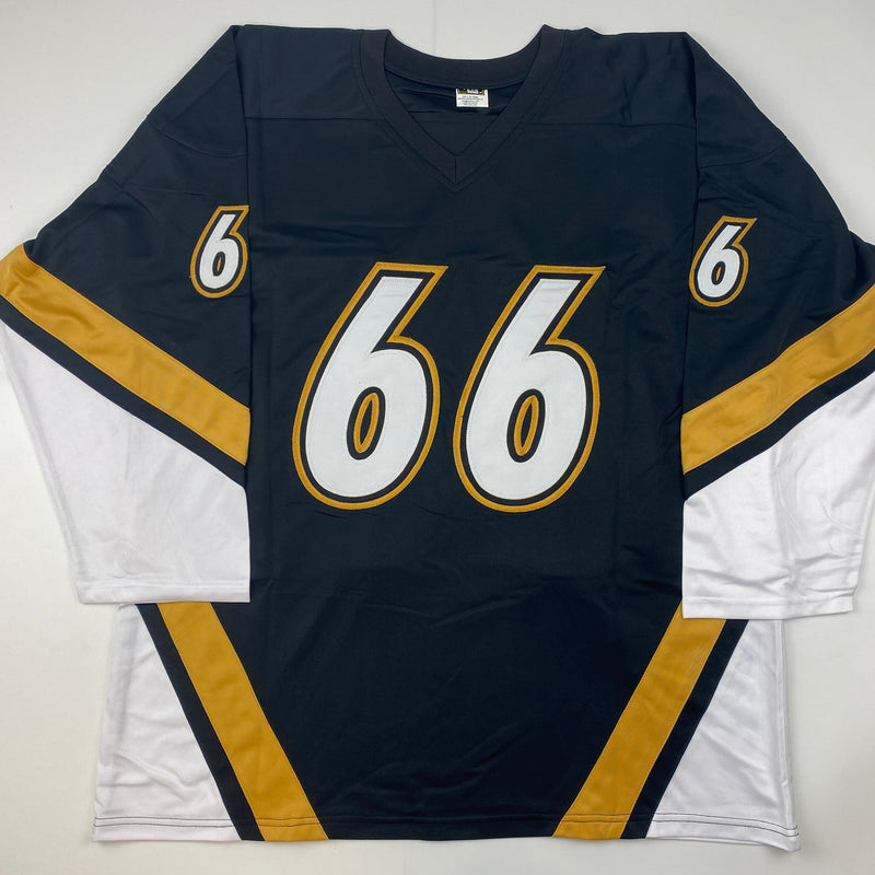 Autographed/Signed Mario Lemieux Pittsburgh Black Hockey Jersey PSA/DNA COA