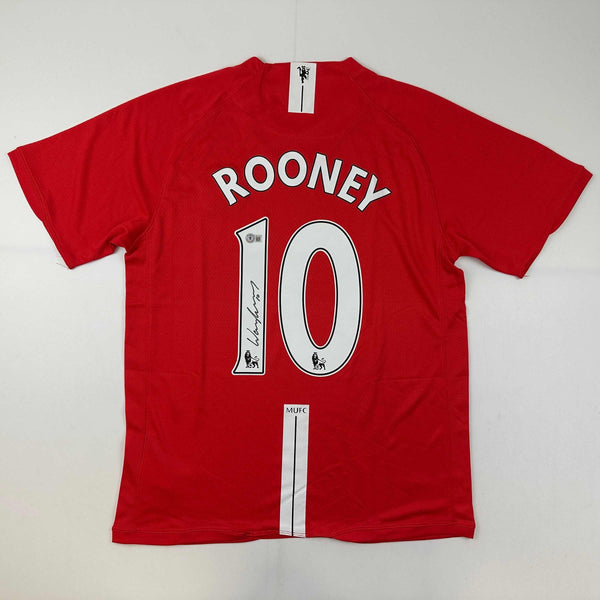 Autographed/Signed Wayne Rooney Manchester United Red 2008 Soccer Jersey Beckett BAS COA