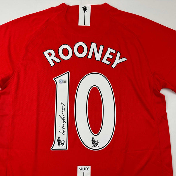 Autographed/Signed Wayne Rooney Manchester United Red 2008 Soccer Jersey Beckett BAS COA