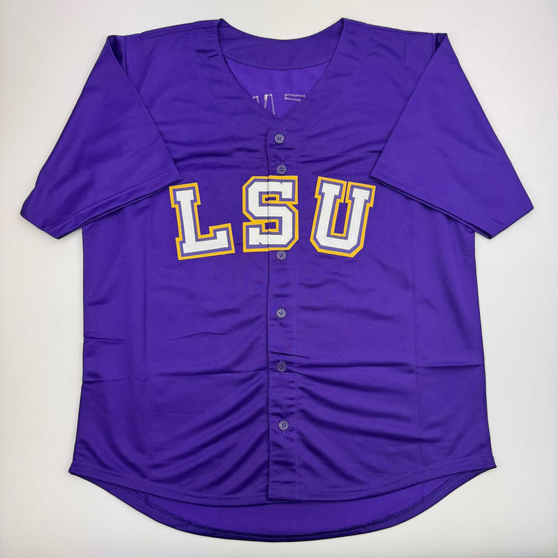 Autographed/Signed Paul Skenes Purple LSU College Baseball Jersey JSA COA