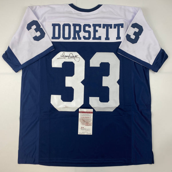 Autographed/Signed Tony Dorsett Dallas Thanksgiving Day Football Jersey JSA COA