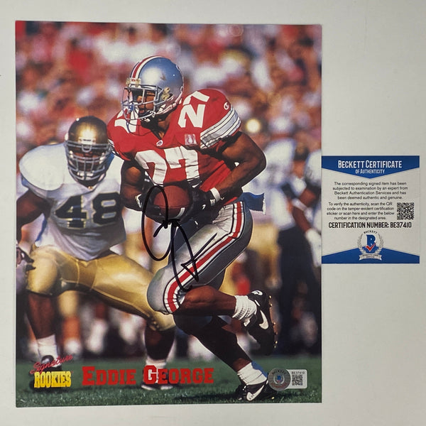 Autographed/Signed Eddie George Ohio State Buckeyes 8x10 College Football Photo Beckett BAS COA