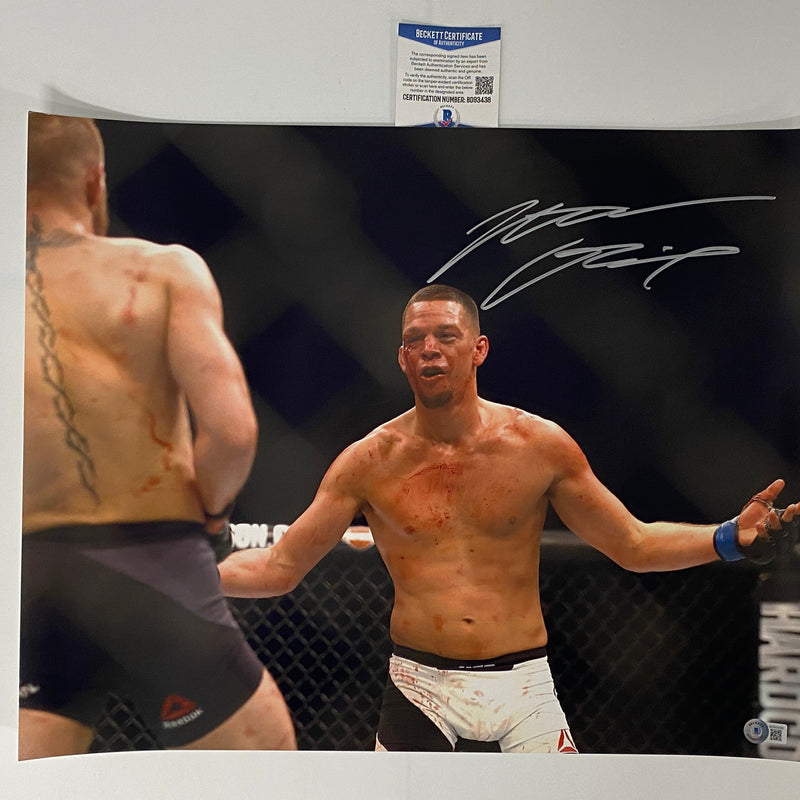 Autographed/Signed Nate Nathan Diaz UFC MMA Ultimate Fighting 16x20 Photo Beckett BAS COA