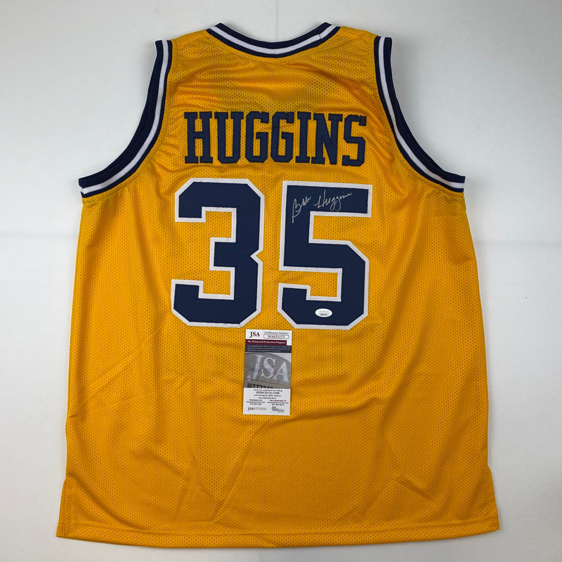 Autographed/Signed Bob Huggins West Virginia Yellow College Basketball Jersey JSA COA