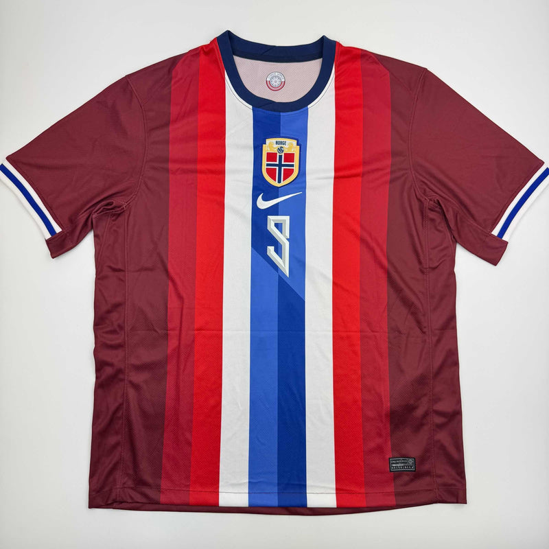 Autographed/Signed Erling Haaland Norway Maroon Soccer Futbol Jersey Beckett BAS COA