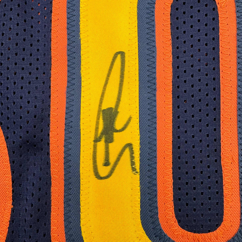 Autographed/Signed Stephen Steph Curry Golden State Navy Blue Throwback Basketball Jersey JSA COA