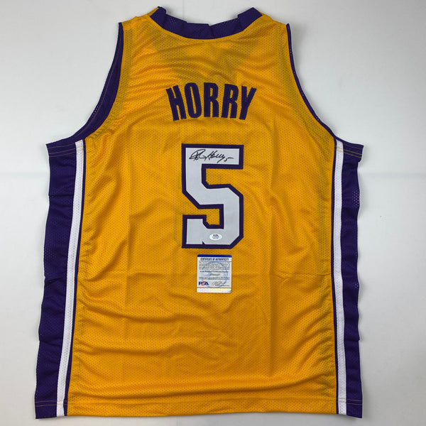 Autographed/Signed Robert Horry Los Angeles LA Yellow Basketball Jersey PSA/DNA COA