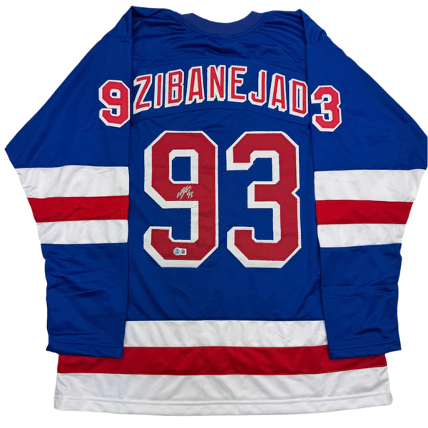 Autographed/Signed Mika Zibanejad New York Blue Hockey Jersey Beckett BAS COA