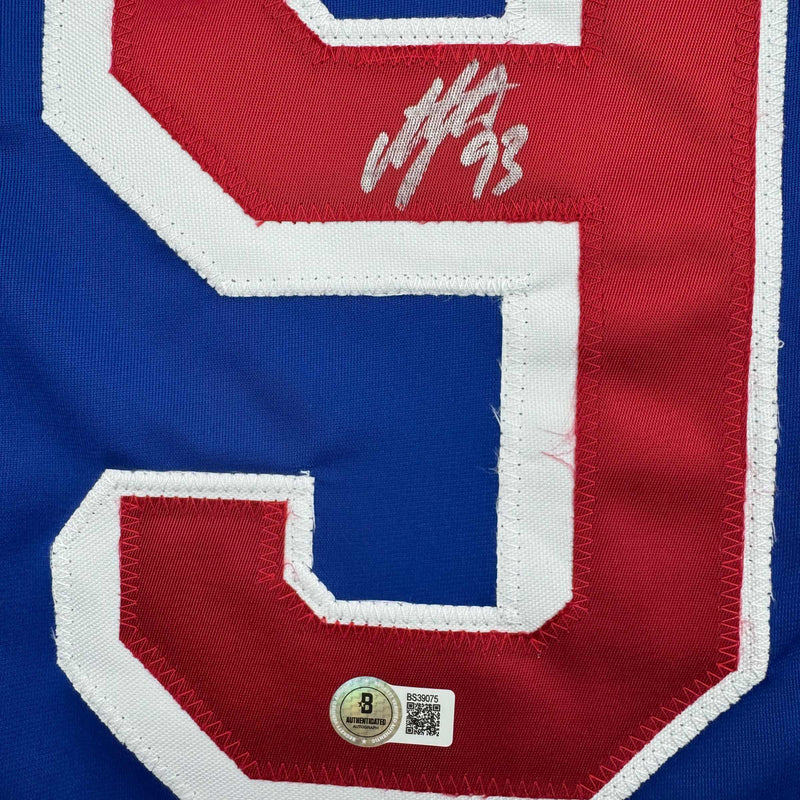 Autographed/Signed Mika Zibanejad New York Blue Hockey Jersey Beckett BAS COA