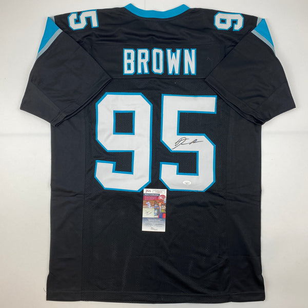 Autographed/Signed Derrick Brown Carolina Black Football Jersey JSA COA