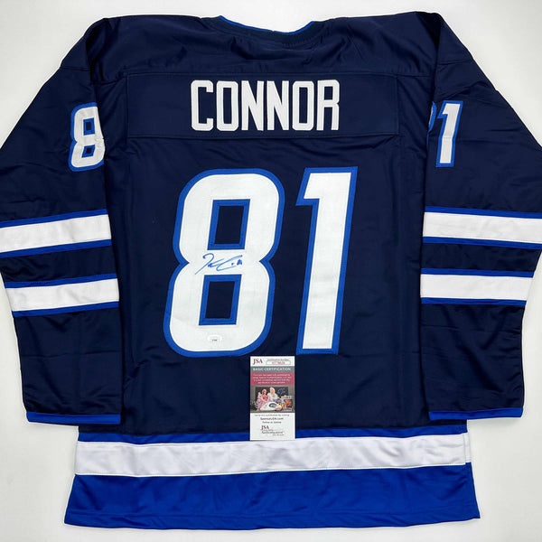 Autographed/Signed Kyle Connor Winnipeg Blue Hockey Jersey JSA COA