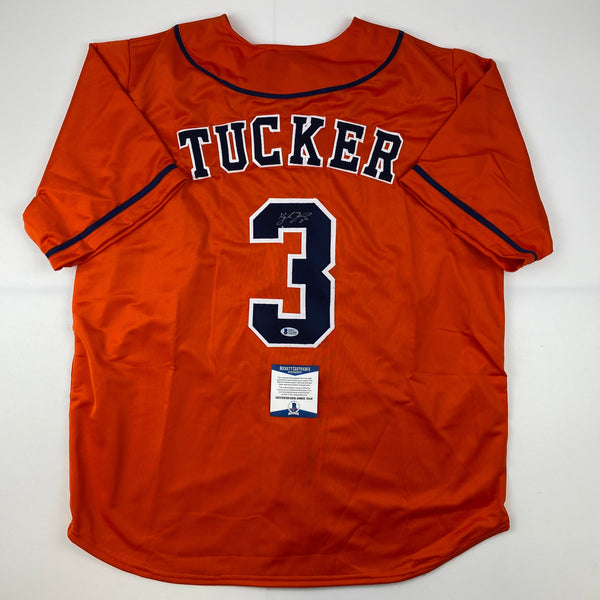 Autographed/Signed Kyle Tucker Houston Orange Baseball Jersey Beckett BAS COA