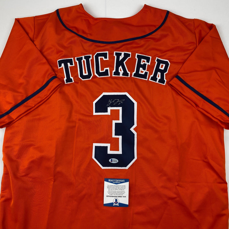 Autographed/Signed Kyle Tucker Houston Orange Baseball Jersey Beckett BAS COA