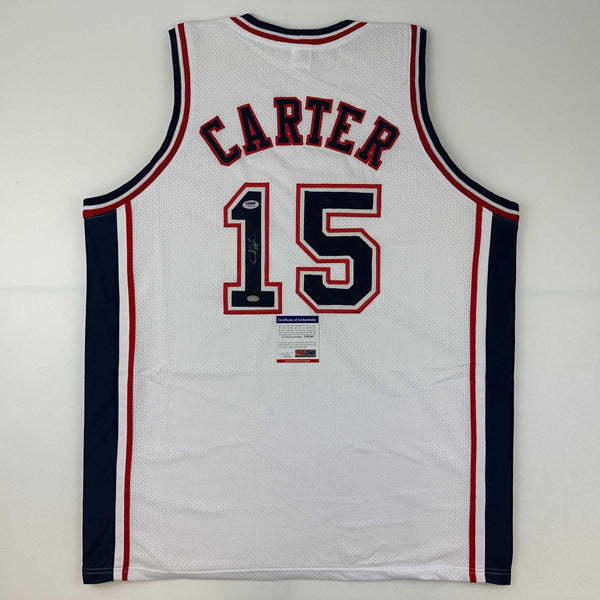 Autographed/Signed Vince Carter New Jersey NJ White Basketball Jersey PSA/DNA COA