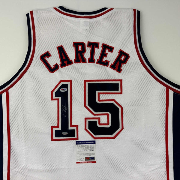 Autographed/Signed Vince Carter New Jersey NJ White Basketball Jersey PSA/DNA COA