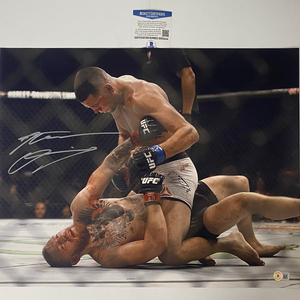 Autographed/Signed Nate Nathan Diaz UFC MMA Ultimate Fighting 16x20 Photo Beckett BAS COA #2