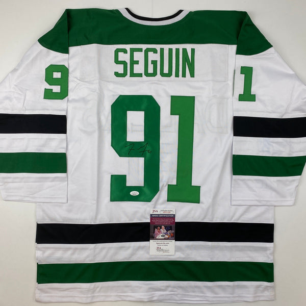 Autographed/Signed Tyler Seguin Dallas White Hockey Jersey JSA COA
