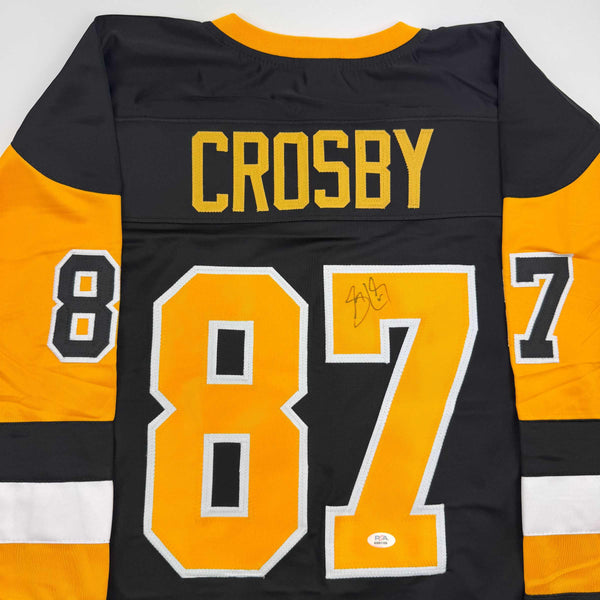 Autographed/Signed Sidney Crosby Pittsburgh Black Hockey Jersey PSA COA
