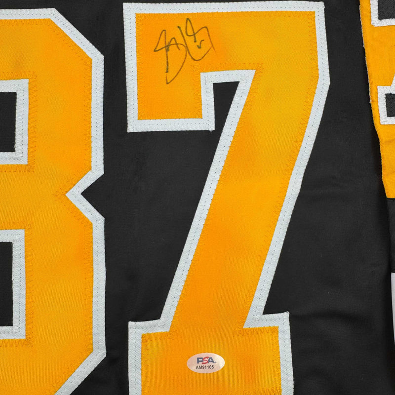 Autographed/Signed Sidney Crosby Pittsburgh Black Hockey Jersey PSA COA