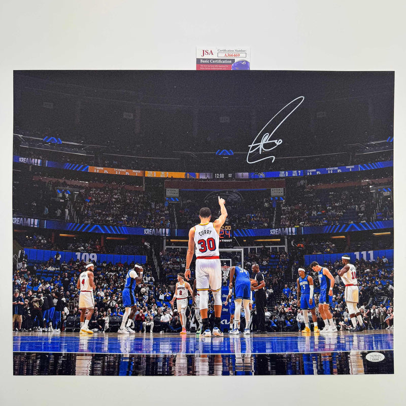Autographed/Signed Stephen Steph Curry Golden State Warriors 16x20 Basketball Photo JSA COA