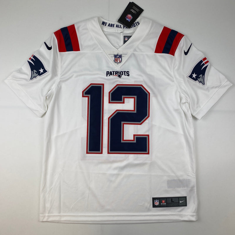 Autographed/Signed Tom Brady New England Patriots White Authentic Nike Limited Football Jersey Fanatics COA/LOA