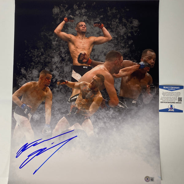Autographed/Signed Nate Nathan Diaz UFC MMA Ultimate Fighting 16x20 Photo Beckett BAS COA #3