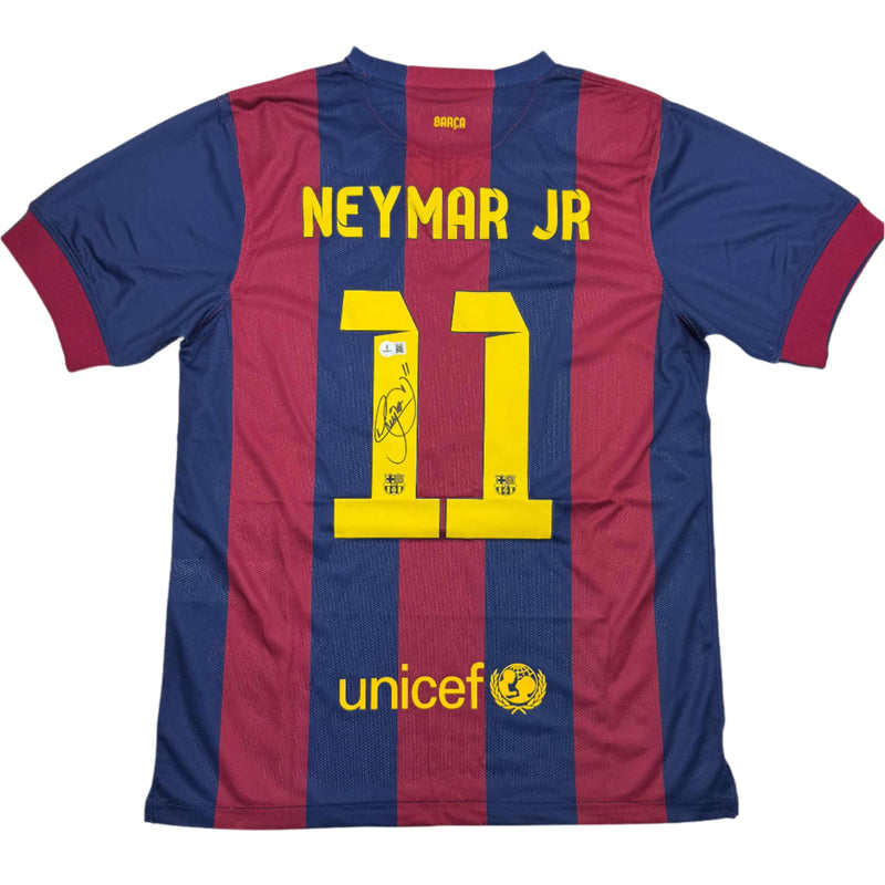 Autographed/Signed Neymar Jr FC Barcelona Blue Soccer Jersey Beckett BAS COA