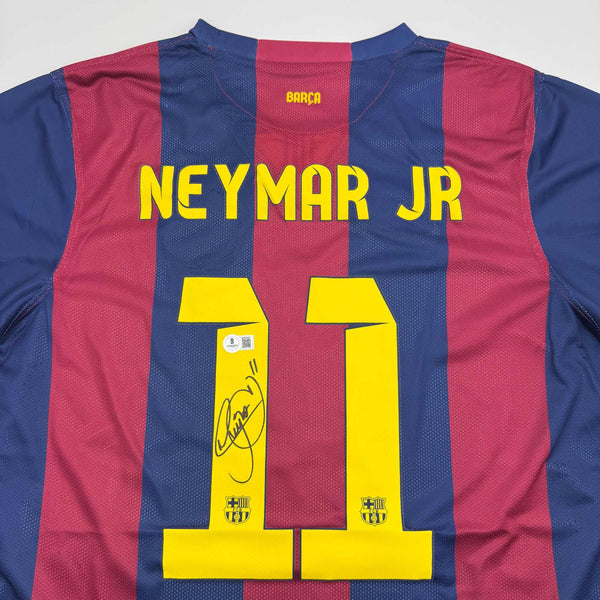 Autographed/Signed Neymar Jr FC Barcelona Blue Soccer Jersey Beckett BAS COA
