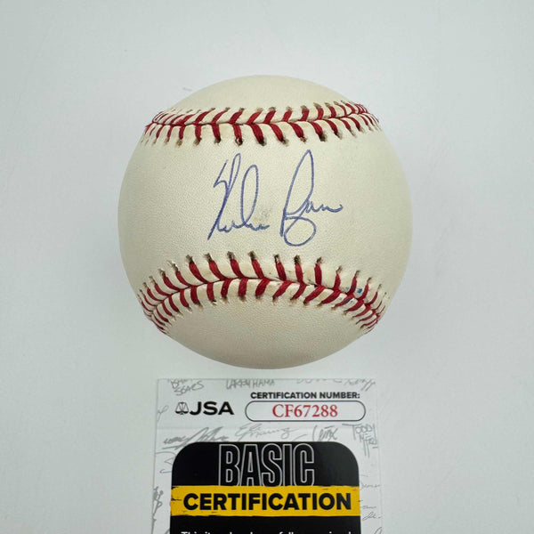 Autographed/Signed Nolan Ryan Rawlings Official American League Baseball ROAL JSA COA