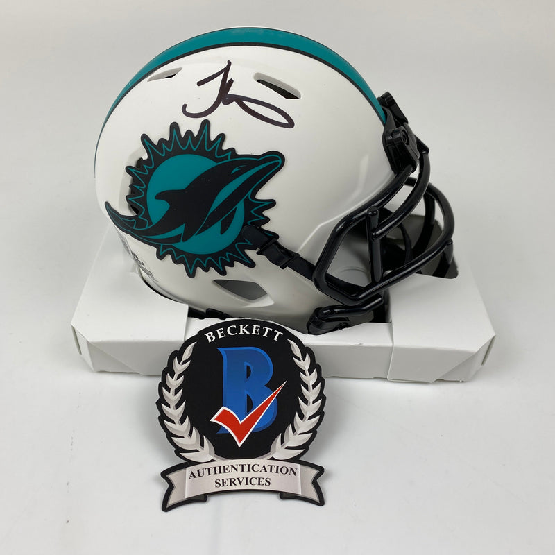 Autographed/Signed Tyreek Hill Miami Dolphins Lunar Eclipse Mini Football Helmet Beckett BAS COA